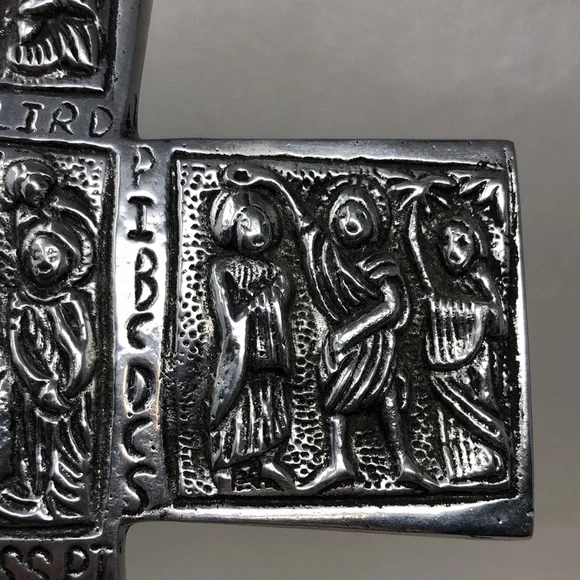 Vintage Pewter Cross Silver Tone Religious Decor - Picture 7 of 12